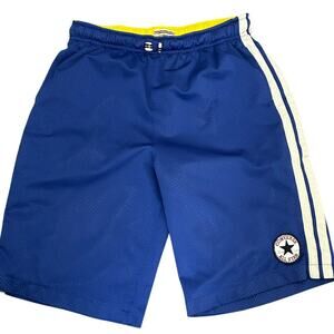 Vintage Converse Basketball Shorts Youth XL 13 15 Blue Jersey Lined Stripe Logo